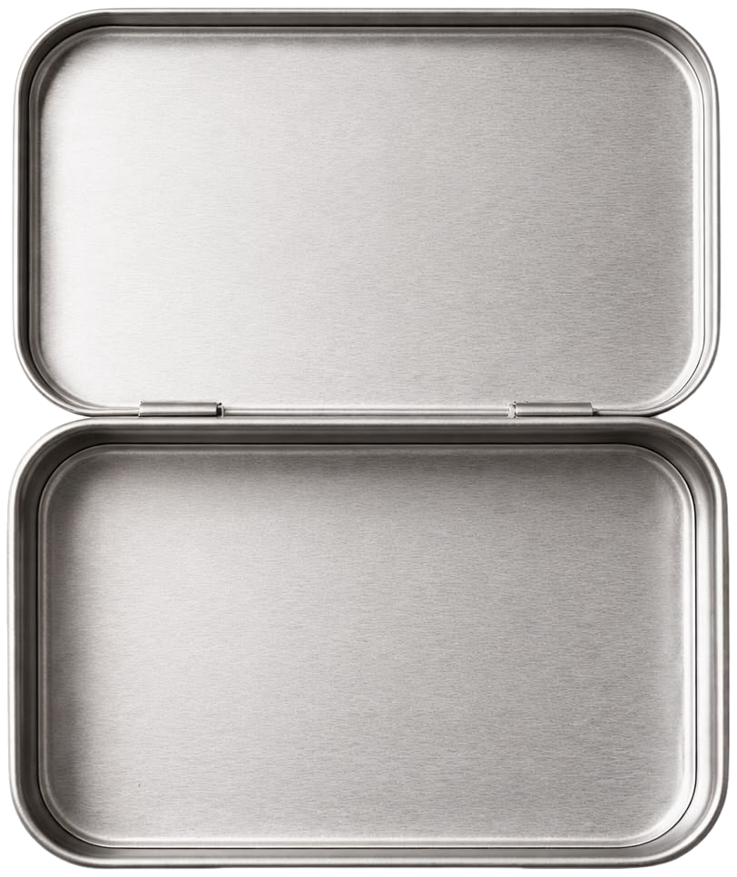 Open silver tin